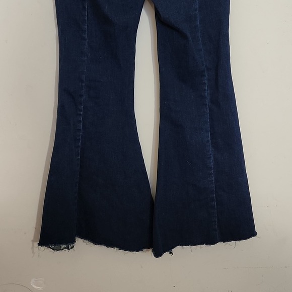 Free People Curvy High Rise Lace Up Flare Jeans Blue Size 26 - Picture 6 of 10